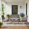 4 Pieces Patio Furniture Set with A Loveseat, Two Armchairs and A Coffee Table, Outdoor Conversation Set