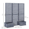 Outdoor Privacy Screen Wood Privacy Panel with 4 Planter Boxes, Raised Bed with 3 Panels, Drainage Holes