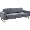 3 Seater Sofa, Linen Upholstered Cozy Padded Couch with Steel Leg, Backrest and Wide Armrest, for Living room, Bedroom, Dark Grey