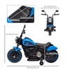 6V Kids Motorcycle with Training Wheels, Foot Pedal, Headlight, Music, Forward/Reverse, Single-Button Start, Blue