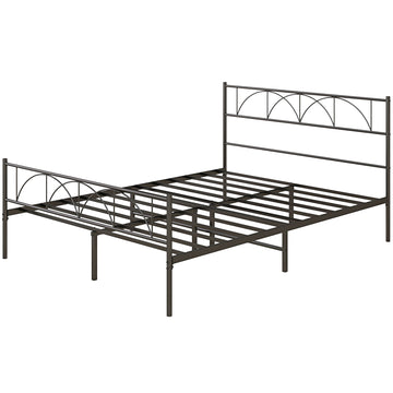 Metal Queen Platform Bed Frame with Headboard, Steel Slat Support, Underbed Storage, No Box Spring Needed, Easy Assembly