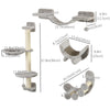 4Pcs Cat Wall Shelf with Scratching Post, Cat Wall Shelves for Relaxing, Climbing, Cat Wall With Soft Ladder, Hammock, Play Balls, Grey