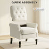 Accent Chair, Mid-Century Modern Armchair with Thick Padded Seat, Spring Cushion, Solid Wood Legs, Cream