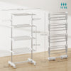 Garment Drying Rack Stainless Steel Folding Clothes Hanging Rack with Side Wings Castors for Indoor Outdoor White