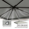 9.8' x 9.8' Square 2-Tier Gazebo Canopy Replacement Top Cover Outdoor Garden Sun Shade, Light Grey