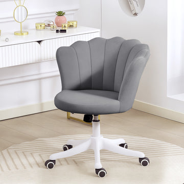 Office Chair, Armless Swivel Desk Chair with Adjustable Height, Backrest, Tilt Function for Office, Vanity, Grey