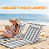 2 Pieces Beach Lounge Chair, Outdoor Folding Chaise Lounge Set w/ Pillow for Sunbath, Snap, Light Grey and White