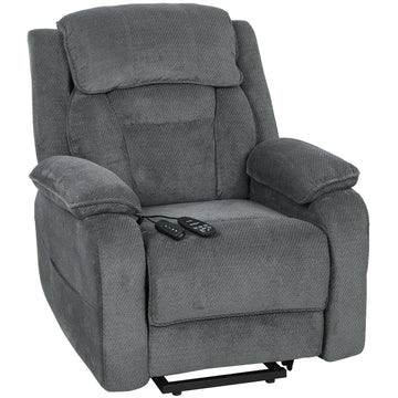 Power Recliner Chair with Massage, Electric Lift Chair for Elderly with Side Pockets, 2 Memory Positions, Remote, Dark Grey