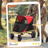 Foldable Pet Stroller with Universal Front Wheels, Shock Absorber, Dog Cat Carriage for Large & Medium Dogs, Red