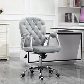 Office Chair, Comfortable Computer Desk Chair with Padded Seat and Adjustable Height, Tufted Back, Grey