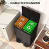 Dual Garbage Bin, Soft-Close Trash Can with Foot Pedal, 2 x 28 Liter Garbage Can with Removable Inner Buckets, Black