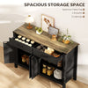 Side Cabinet, Farmhouse Kitchen Storage Cabinet w/ 2 Drawers and Shelves for Living Room, Entryway, Black