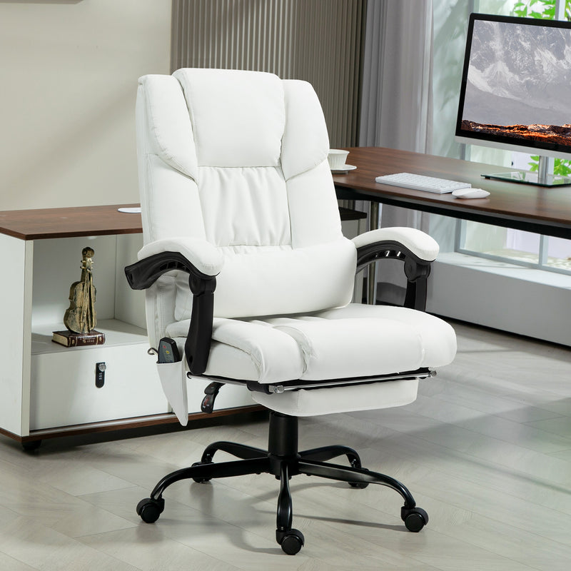 6-Point Vibration Massage Chair, Height Adjustable Reclining Computer Chair with Retractable Footrest, Brown