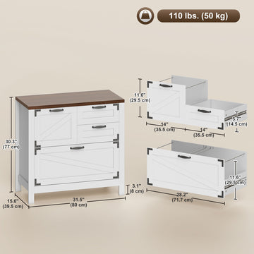 Lateral Filing Cabinet, Farmhouse File Cabinet with 4 Drawers, Fit Letter/A4/Legal Hanging Files, Black Wood Grain
