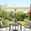 6.5x4ft Rectangle Patio Umbrella Aluminum Tilt Adjustable Garden Parasol  Sun Shade Outdoor Canopy Cream White