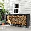 8ft Outdoor Firewood Rack with Cover, Adjustable Wood Storage Holder, Indoor Outdoor Log Rack