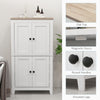 Bathroom Storage Cabinet, Modern Bathroom Floor Cabinet with 4 Doors and 2 Adjustable Shelves, White