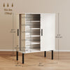 Shoe Cabinet Adjustable Shelves Shoe Storage Cabinet Side Cubbies Tambour Door, White