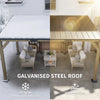 14' x 10' Gazebo, Lean to Galvanized Steel Hardtop Gazebo Pergola with Wood Frame, Patio Gazebo Awning, Dark Grey