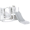 Qaba 6-in-1 Slide and Swing Set Baby Swing Playset Indoor with Basketball Hoop, Climber, Storage Space, Telescope, Grey