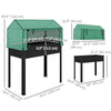 Raised Garden Bed Planter with PE Greenhouse Cover, Elevated Garden Bed Box with Drainage Hole for Flowers, Black