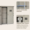 4x1.5ft Wooden Garden Sheds, Outdoor Storage with Windows and Double Door for Gardeners, Grey