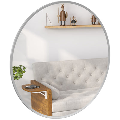 Miroir mural décoratif rond noir de 24 po pour chambre à coucher et salon, miroir de salle de bain moderne pour décor intérieur