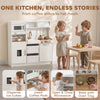 Qaba Play Kitchen, Kids Kitchen Playset with Coffee Machine, Ice Maker, Microwave, Oven, Storage, Gift for Toddlers 3+, White