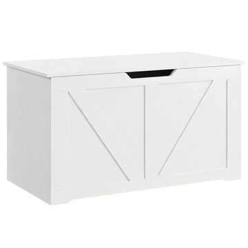 31.5 Inches Storage Chest, Storage Trunk with Safety Hinge for Living Room, White Wood Grain