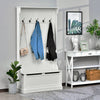 3-In-1 Hall Tree w/ Coat Rack, Shoe Storage and Bench Seat, Entryway Bench w/ 4 Hooks for Hallway, Living Room, White