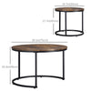 Nesting Coffee Tables Set of 2, Round Coffee Table with Metal Frame, Living Room Tables