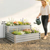 2 Tier Galvanized Raised Garden Bed, Steel Planter Box for Vegetables, Flowers, Herbs, 47