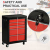 Lockable Tool Cabinet, 5-Drawer Rolling Tool Chest with 4 Universal Wheels, Black and Red
