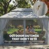 10' x 13' Patio Gazebo, UPF50+ Double Roof Outdoor Gazebo Canopy with Netting and Curtains, Steel Frame