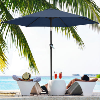 9FT Patio Umbrella, Outdoor Table Patio Umbrellith Tilt, Crank, 6 Ribs, UV Protection for Garden, Lawn, Deck, Backyard