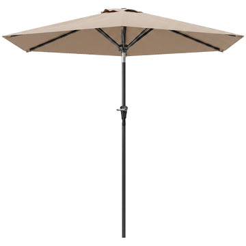 Patio Sun Umbrella, Outdoor Parasol with 6 Ribs, Khaki