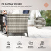 6pcs Outdoor Rattan Sofa Set Garden Wicker Sectional Couch Furniture Set with Dining Table and Chair Deep Blue