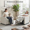 Single Recliner Sofa, Manual Home Theater Seating, Single Reclining Sofa Chair with Padded Seat for Living Room, Cream White