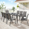 Outdoor Dining Sets for 8 with Stackable Chairs, Patio Dining Set with Glass Top Table for Garden, Patio, Backyard