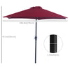 8.5FT Patio Umbrella, Round Garden Parasol with 6 Ribs, Market Sunshade Tilt Canopy w/ Crank Handle for Outdoor, Wine Red