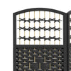 4 Panel Folding Room Divider, Portable Privacy Screen, Wave Fiber Room Partition for Home Office, White, Black
