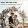 Wedding Arch Backdrop Stand, Square Wedding Arch with U-shaped Stakes, 6.6 FT Gold Metal Arch Frame