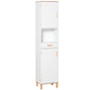 Bathroom Storage Cabinet with Cupboards and Drawer, Floor Free Standing Linen Tower, Tall Slim Side Organizer Shelves, White