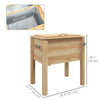 54-Qt Wooden Patio Cooler, Outdoor Cooler Table with Bottle Opener and 3 Handles, Natural