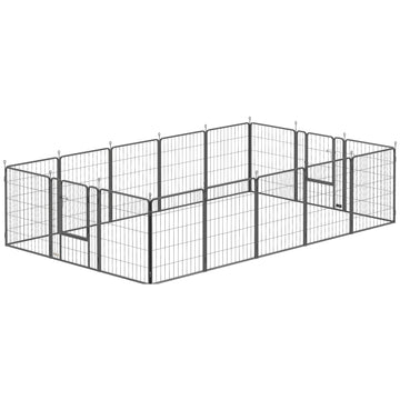 16 Panels Dog Playpen with Strap, Portable & DIY, for Medium Dogs, for Yard, RV, Camping, Garden, 31.5