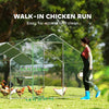Metal Chicken Coop Run w/ Waterproof Cover, Nesting Box, Roosting Bars, for Outdoor Backyard, 9.8 x 19.7 x 6.4 ft