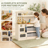 Wooden Play Kitchen Set for Kids with Real Lights & Sounds, 12PCs Accessories, Gift for Boys & Girls, Ages 3-6, Cream