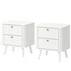 Modern Nightstand Set of 2, Bedside Table with 2 Drawers, Side End Table for Bedroom, Living Room, White Wood Grain