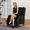 Faux Leather Accent Chair with Thick Padding for Living Room, Bedroom, Home Office, Black