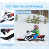 Soozier GT Snow Racer Sleds for Kids with Padded Rubber Seat Traction Rope, Snow Motor with Wind Shield Handle and Anti-Slip Pedal, Winter Gift for Boys Girls Red